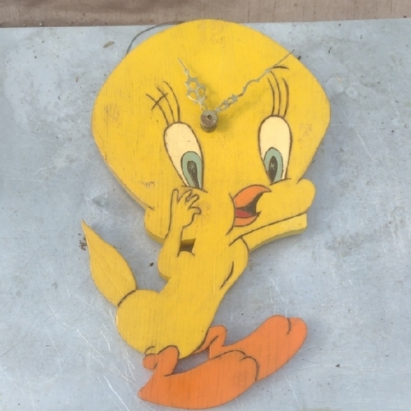 handmade Wooden Other - Yellow and Orange Tweety Bird Wall Clock